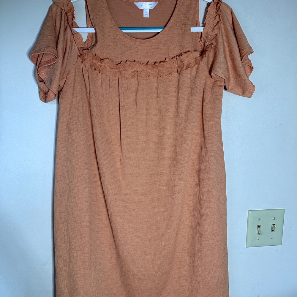LC Lauren Conrad Peach Knit Cold-Shoulder Top